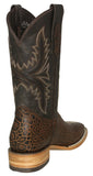Mens #170N Brown Cowboy Boots Sea Turtle Shell Print - Square Toe