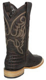 Mens #132N Brown Cowboy Boots Crocodile Tail Print - Square Toe