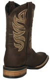 Mens #300 Brown Western Boots Leather Rubber Soles - Square Toe