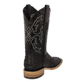 Mens #445 Black Western Boots Snake Print Leather - Square Toe