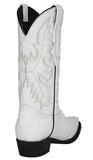 Mens #130_2 White Cowboy Boots Crocodile Tail Print - J Toe