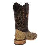 Mens Sand Cowboy Boots Pirarucu Fish Print Leather - Square Toe