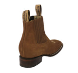 Mens Light Brown Chelsea Ankle Boots Nubuck Leather - Square Toe