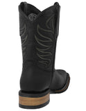 Mens #300 Black Western Boots Leather Rubber Soles - Square Toe