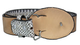 Natural Western Cowboy Belt Snake Print Leather - Rodeo Buckle