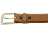 Orange Western Cowboy Leather Belt Classic Dress - Silver Buckle