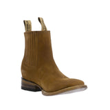 Mens Frances Light Brown Chelsea Leather Boots - Square Toe