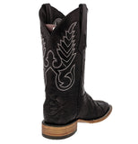 Mens Black Cowboy Boots Pirarucu Fish Print Leather - Square Toe