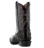 Kids Black Alligator Tail Print Leather Cowboy Boots J Toe