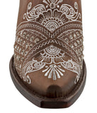 Womens Marfil Brown Wedding Cowboy Boots Rhinestones - Snip Toe