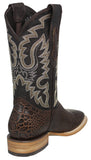 Mens Brown Western Boots Sea Turtle Print Leather - Square Toe