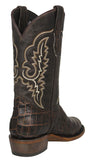 Mens Brown Cowboy Boots Crocodile Big Belly Print - Round Toe