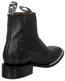 Mens Black Chelsea Ankle Boots Leather Pull On - Square Toe