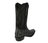 Mens #180 Black Gray Cowboy Boots Python Snake Print - Snip Toe