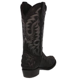 Mens #110 Black Alligator Back Print Leather Cowboy Boots - Round Toe