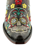 Womens Catrina Black Cowboy Boots Distressed Leather - Snip Toe