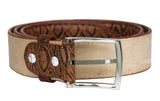 Cognac Western Cowboy Belt Anteater Print Leather - Silver Buckle