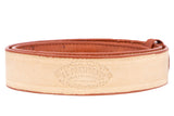 Cognac Western Cowboy Belt Ostrich Quill Print Leather - Rodeo Buckle