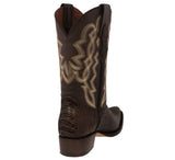Mens Brown Cowboy Boots Ostrich Leg Print Leather - J Toe