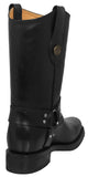 Mens Cooper Black Cowboy Boots Leather Harness - Square Toe