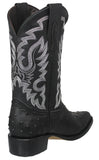 Mens #210 Black Cowboy Boots Ostrich Quill Print Leather - J Toe