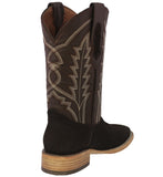 Mens #GAM Dark Brown Western Boots Suede Leather - Square Toe