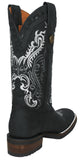 Womens Dallas Black Western Boots Leather Rubber Sole - Square Toe