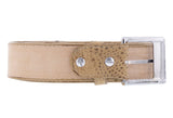 Sand Western Belt Iguana Print Leather - Silver Buckle