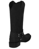 Mens Rider Black Western Boots Leather Harness - Square Toe