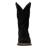 Mens Black Western Cowboy Boots Nubuck Leather - Square Toe