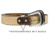 Brown #350 Western Belt Overlay Leather - Removable Buckle