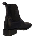 Mens Black Leather Chelsea Ankle Boots Western Dress - Square Toe