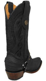 Womens Jane Black Western Boots Leather Removable Strap - Snip Toe