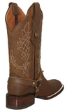 Womens Ida Light Brown Western Boots Leather Removable Straps - Square Toe
