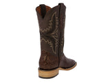 Mens Brown Cowboy Boots Hand Toole Leather - Square Toe