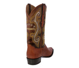 Mens Cognac Real Lizard Skin Leather Cowboy Boots - J Toe