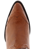 Mens Cognac Ostrich Skin Overlay Cowboy Boots - J Toe