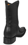 Mens Black Cowboy Boots Crocodile Print Leather Zipper - Square Toe