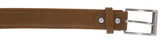 Honey Brown Western Cowboy Belt Solid Grain Leather - Silver Buckle