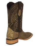 Mens #180N Sand Cowboy Boots Python Snake Print - Square Toe