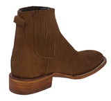 Mens #201 Light Brown Chelsea Cowboy Boots Leather - Square Toe