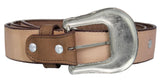 Light Brown #165 Western Belt Embroidered Leather - Removable Buckle