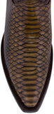 Mens Rustic Sand Snake Print Leather Cowboy Boots - Snip Toe