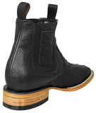 Mens Black Chelsea Boots Ostrich Print Leather - Square Toe