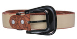 Cognac #475 Western Cowboy Belt Tooled Leather - Removable Buckle