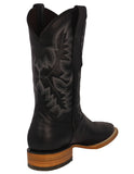 Mens Black Western  Cowboy Boots Real Leather - Square Toe