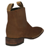 Mens Brown Chelsea Nubuck Leather Boots - Square Toe