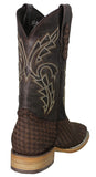 Mens Dark Brown Western Cowboy Boots Woven Leather - Square Toe