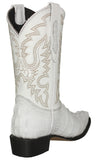 Mens #130 White Cowboy Boots Crocodile Tail Print - J Toe