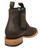 Mens Brown Chelsea Boots Snake Print Leather - Square Toe